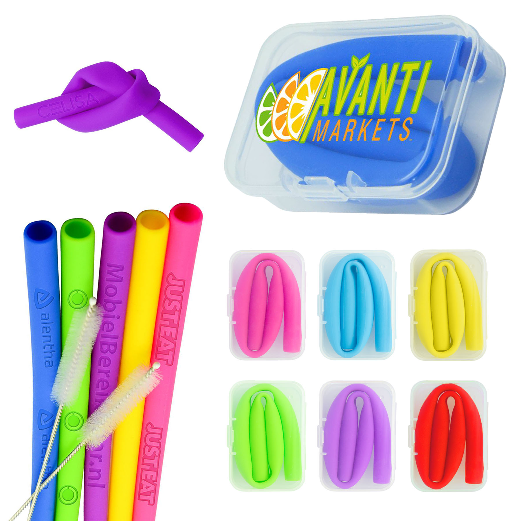 Silicone Straws with Rectangular box